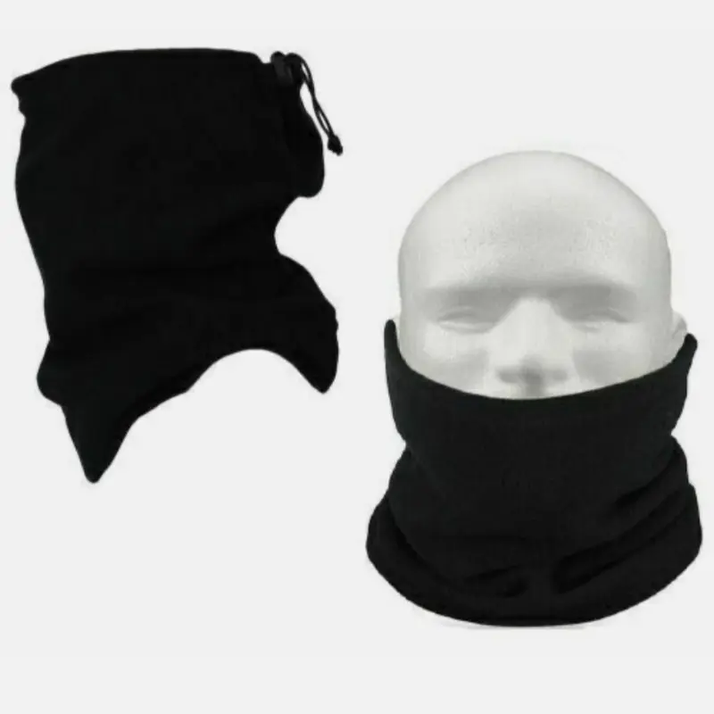 Men's and Women's Thermal Polar Fleece Black Neck Warmer Snood Scarf Ski Hat 1
