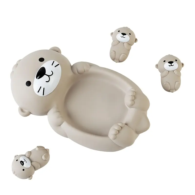 Good Oasis  Floating Otter Toy Collection: 1 Mama Otter Plus 3 Cubs, Soft Squeezable Toys for Bath Time Stacking and Parent - Child Water Fun in the Tub 3