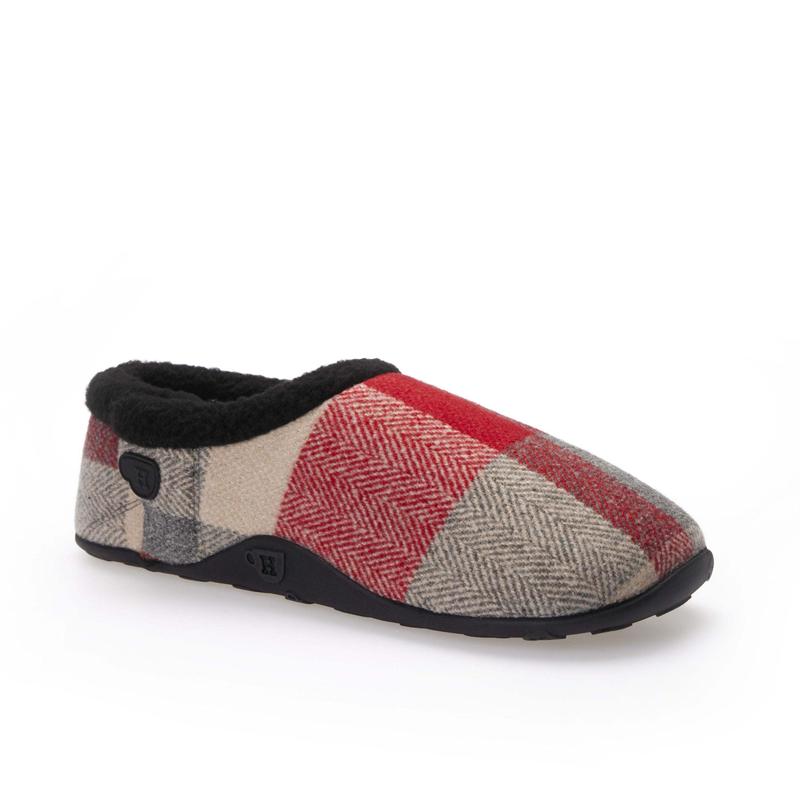 Sam Kids - Red Cream Herringbone Children's Check Slippers 3
