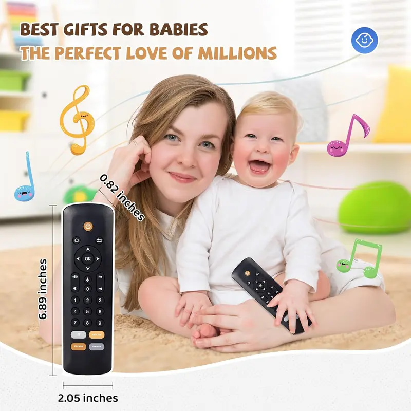 TV Remote Toy - Realistic Play Remote toy with Lights and Sounds, 3 Languages (English, Spanish & French), Learning Musical Toys, Preschool Infant Boys Girls Toys Gift for 1 2 Year Old, Black 5