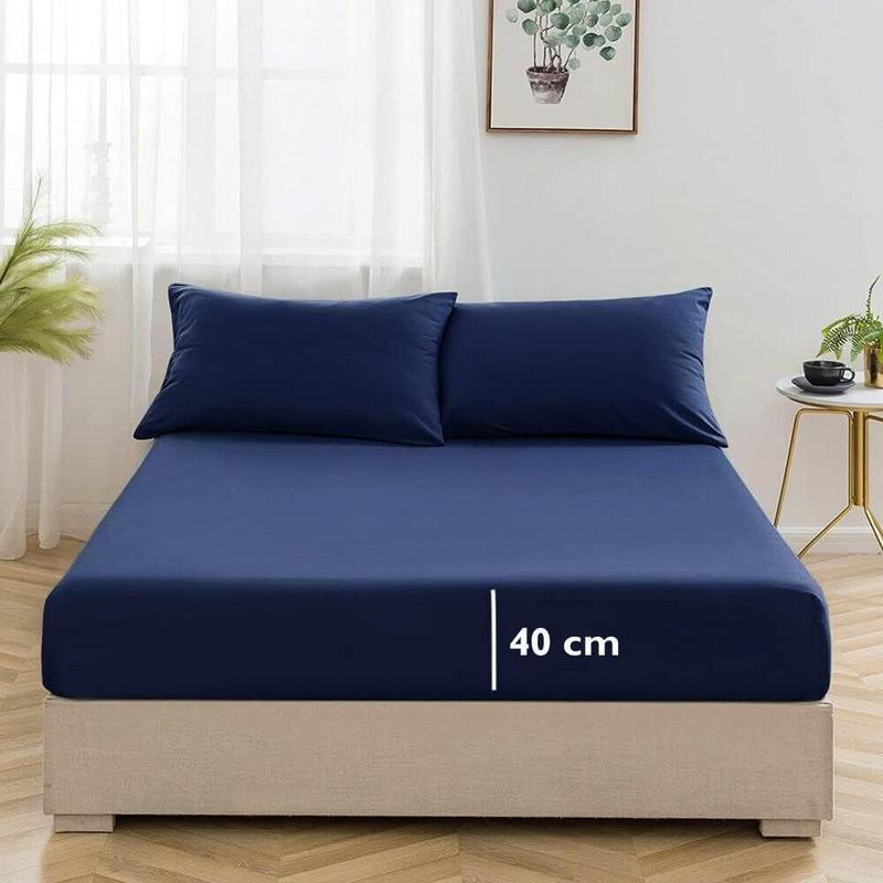 Extra Deep Fitted Bed Sheets 16"/40cm Deep Pockets With Elasticated Corners | Bedding & Linen Easy Iron All Seasons 52% Polyester 48% Cotton Polycotton | Single Double King Super King Sizes | Ultra Soft Brushed Microfiber Shrinkage and Fade Resistant | 6