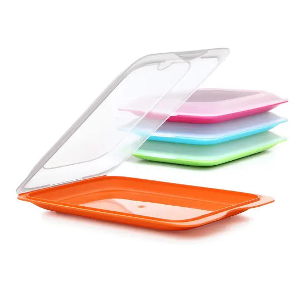 TATAY Set of 4 BPA-Free Cold Meat Containers – Stackable, Reusable & Food Storage Trays for Fridge & Freezer