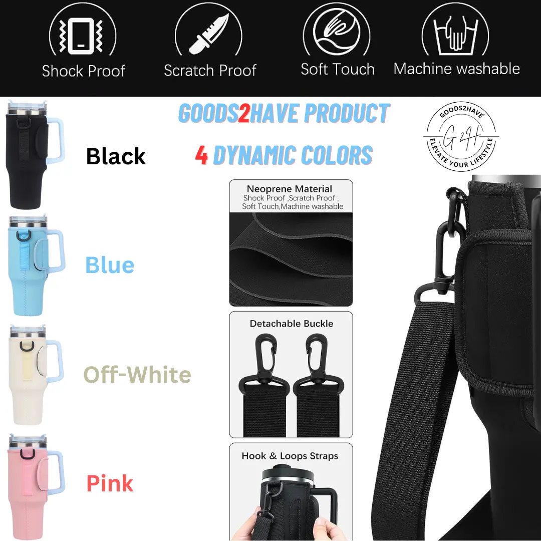 Tumbler Carrier Sleeve - Shockproof & Scratch-proof - Organiser, Buckle Drinkware Detachable Lightweight Mug