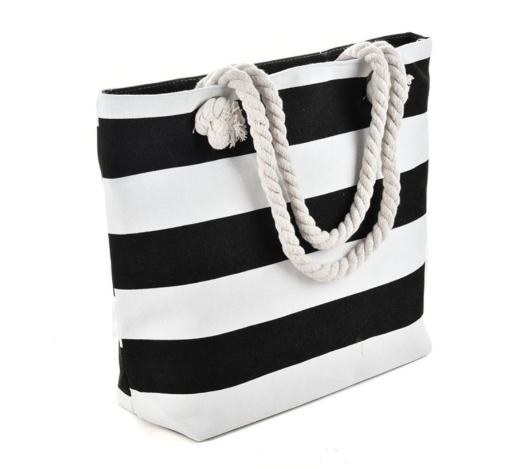 Ladies Women's Large Stripe Tote Beach Bag Summer Holiday Casual Shoulder & Handheld Bag 2
