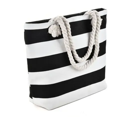 Ladies Women's Large Stripe Tote Beach Bag Summer Holiday Casual Shoulder & Handheld Bag 2