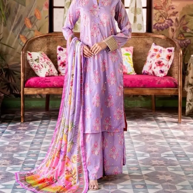 3 Piece FULLY STITCHED Isma Dress Womenswear Floral Long Sleeve Comfort Traditional