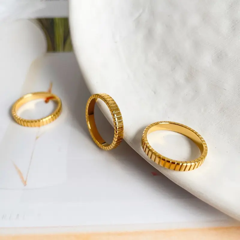 18k Gold Plated Chunky Gold Ring, Gold Band Ring, Gold Ring, Thick Band Gold Ring, Titanium Gold Ring 3