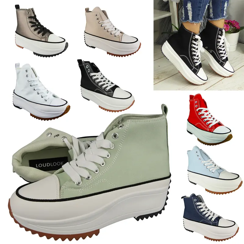 G-12 Women Grip Sole Platform Trainers Classic Lace Up Casual High Top Sneakers 2