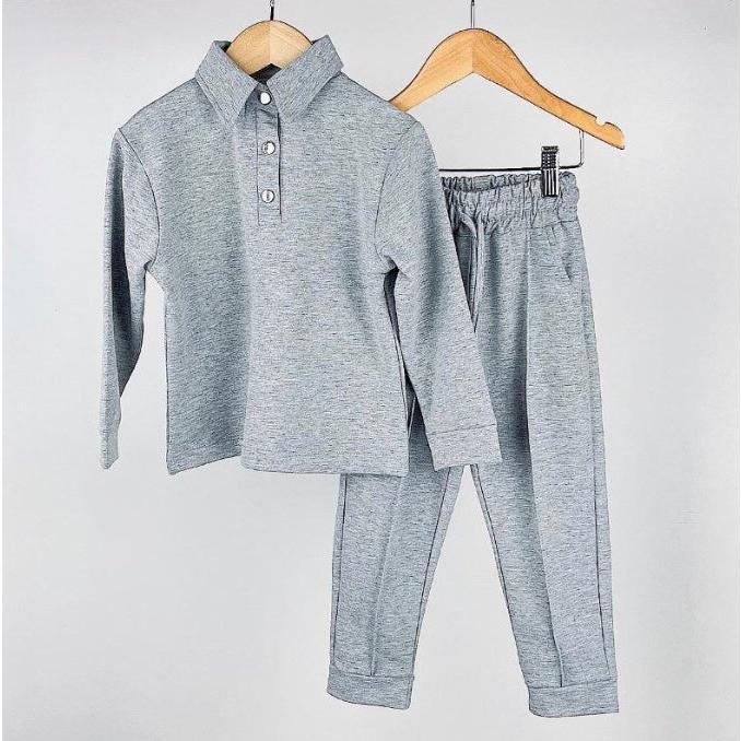 Grey Polo Top & Trousers Co-ord Set 1