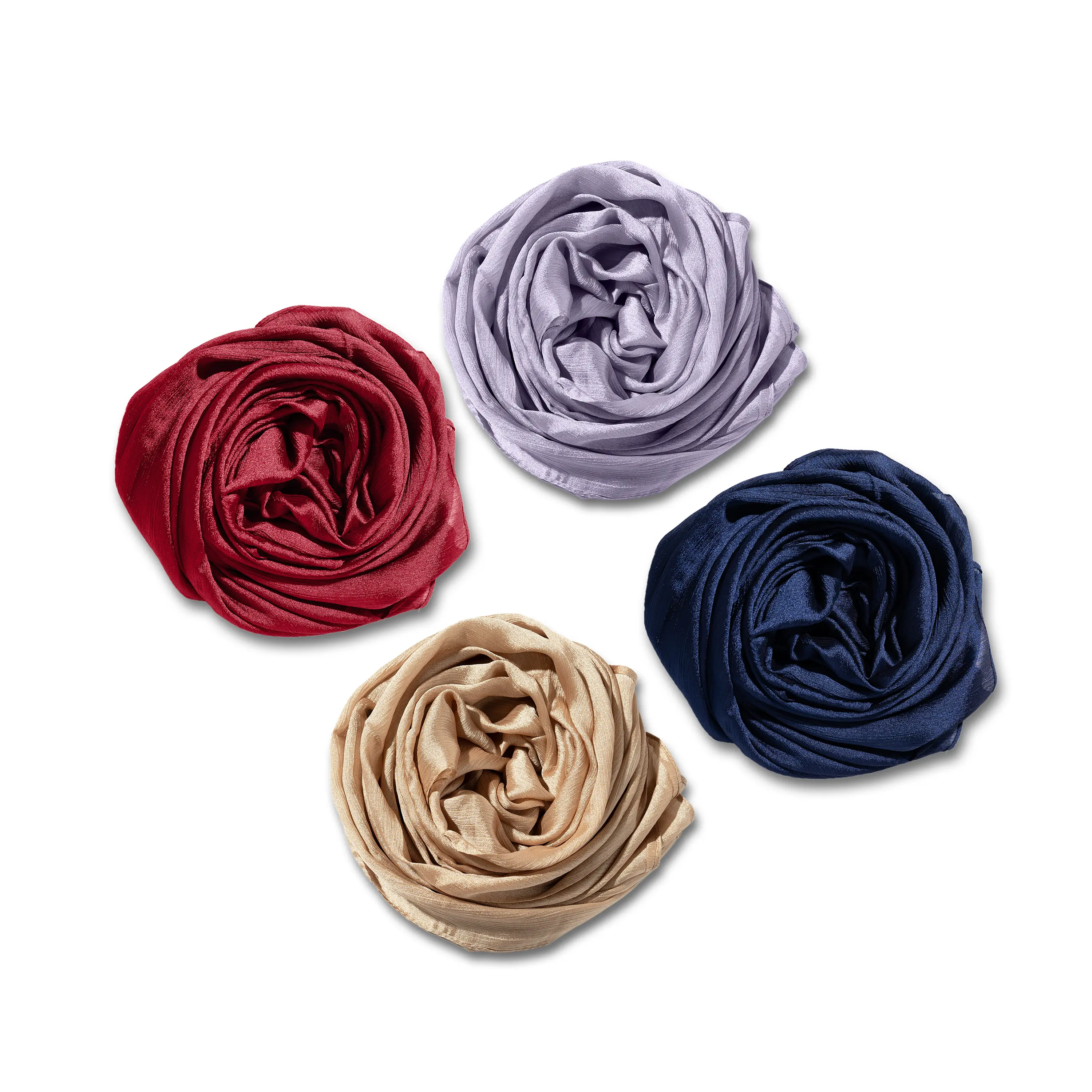 Luxury Premium Soft & Crinkle Lush Silk Crease-Free Hijab Scarf |  Elegant Plain Wrap, Sarong, Shawl, Cape & Satin Stripe