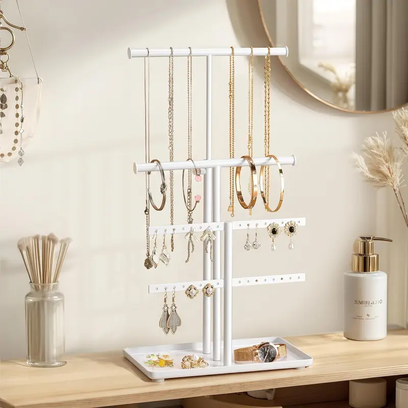 Jewelry Holder Organizer Necklace Display: Metal Aesthetic Room Decor Tree Stand for Bracelet Hanger and Earrings Storage 1