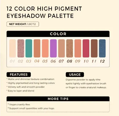 12 Color High Pigment Eyeshadow Palette - Made by Elite Eves. Makeup Cosmetic 2