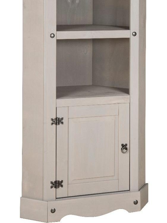Corona Grey Corner Display Cabinet Bookcase Mexican Solid Pine Wood kitchencabinet 3