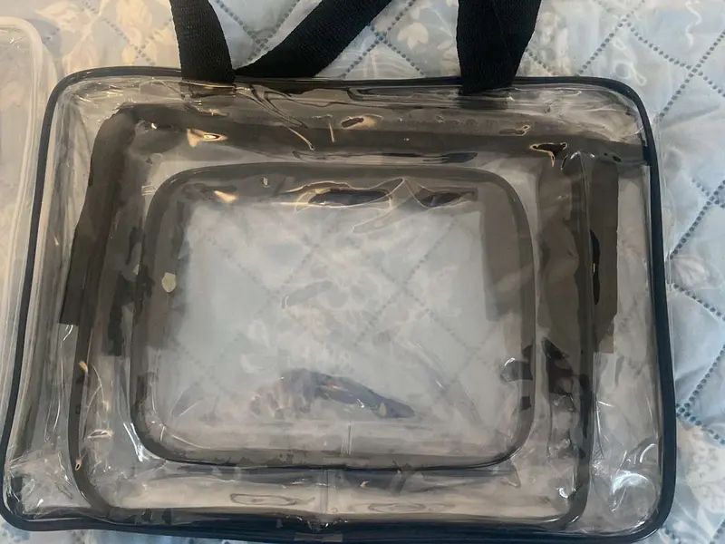 3 pieces Clear Travel Storage Bag With Handle, Portable Travel Washbag  Cosmetic Bag PVC Waterproof One Set 8