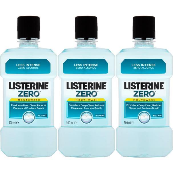 3 x Listerine Zero Mild Mint 500ml 0