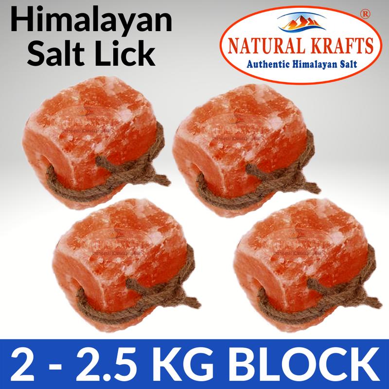 Natural Krafts Himalayan Rock Salt Lick Blocks - 4 Count (2-2.5 kg Each) for Enhanced Livestock Health and Vitality 4
