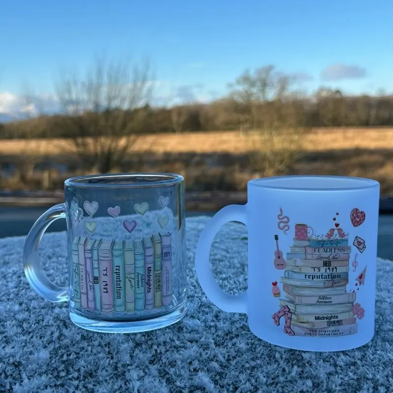 Bubblegum hearts albums as books glass Swiftie mug 1