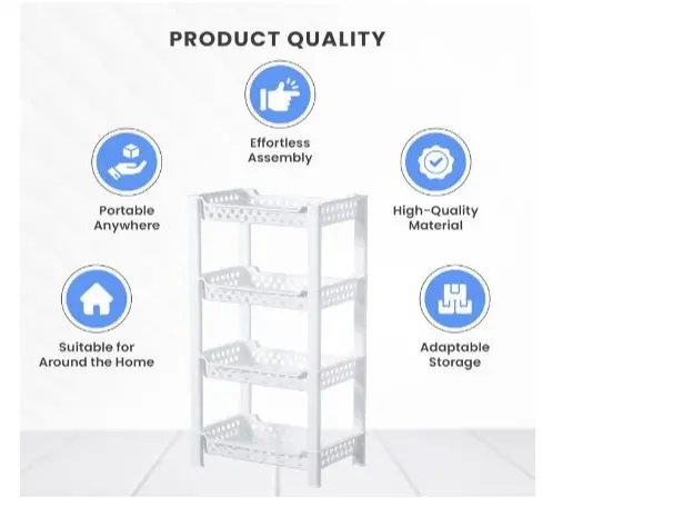 4 Tier Corner Shower Caddy Organiser | Standing Shelf Rack Rustproof Corner Shelves for Bath Accessories, Shower Pan, Bathtub, Bathroom Storage Unit White Plastic Adjustable 4