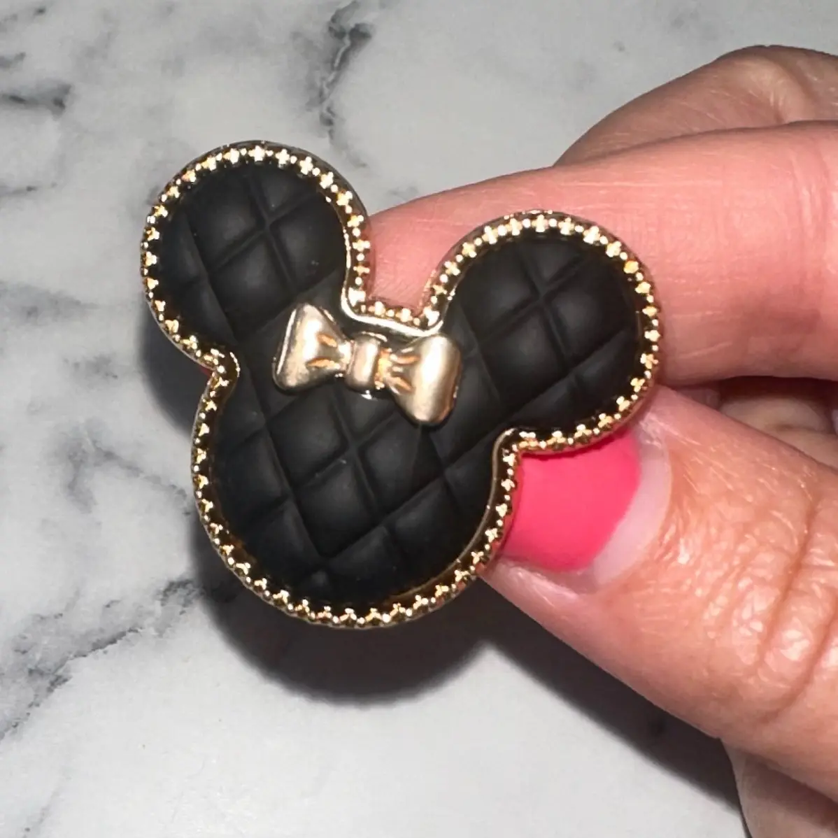 Black Quilted Shoe Charm