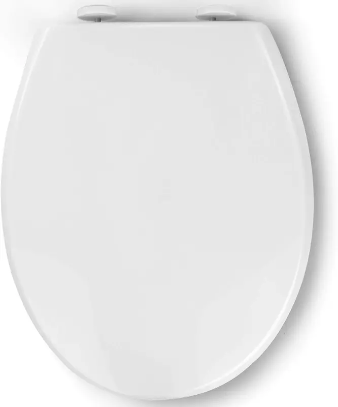 Soft Close Toilet Seat, Toilet Seat with Quick Release for Easy Clean, Simple Top Fixing, Standard Toilet Seats White with Adjustable Hinges, O Shape 0