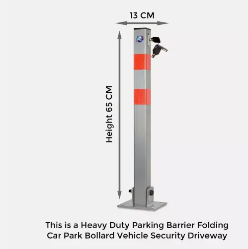 LOCKABLE PARKING BARRIER FOLDING CAR PARK BOLLARD SECURITY DRIVEWAY POST 3 KEYS 3
