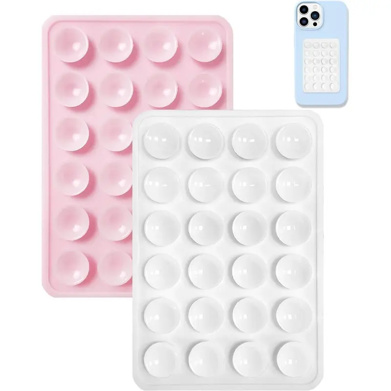2Pack Silicone Suction Phone Case Mount, Silicon Adhesive Phone Stand Sticky for Cell Phone, Hands-FreePhone Accessories Holder for Selfiesand Videos, White & Baby Pink 6