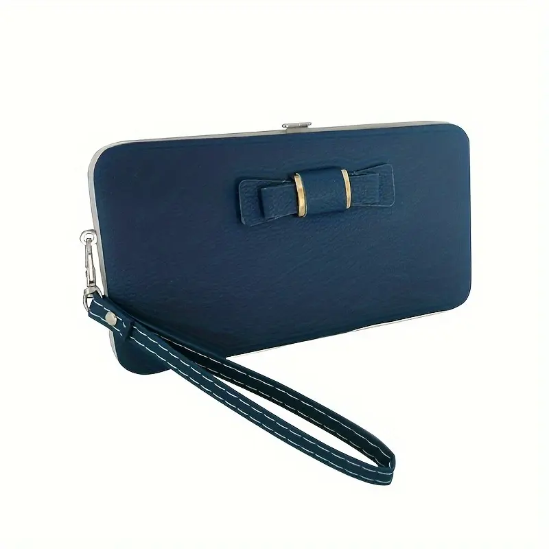 Chic Pink & White Women's Wallet with Bow Detail - Large Capacity Synthetic Leather Clutch with Zipper 3