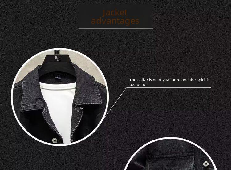 Product Introduction of Men's Loose-fit Trendy Denim Jacket Autumn 2024 New Style Workwear Jacket Regular Length 23