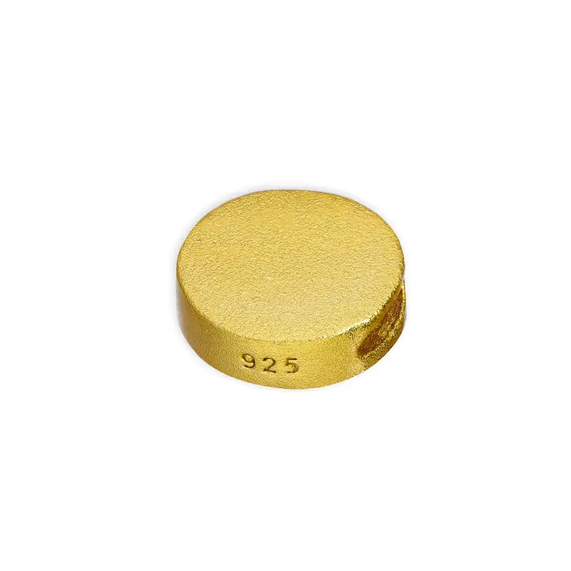 Gold Plated Sterling Silver 9mm Frosted Flat Round Disc Bead 1