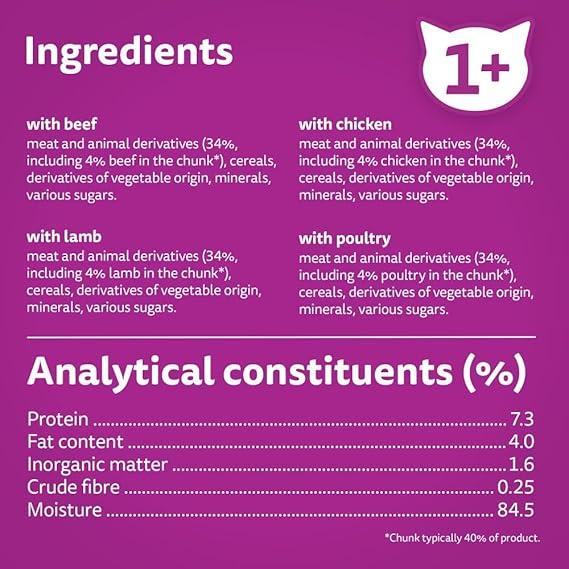 Whiskas 1+ Adult Classic Selection in Gravy 84 Pouches, Adult Wet Cat Food, Megapack (84 x 85 g) 3