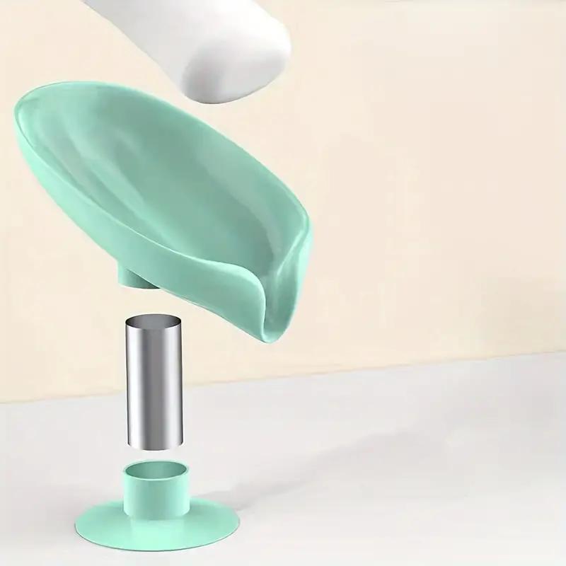 1pc Leaf Shaped Soap Holder, Shower Soap Holder, Bath Soap Box, Sponge Tray, Draining Soap Dish Plastic Accessory 2