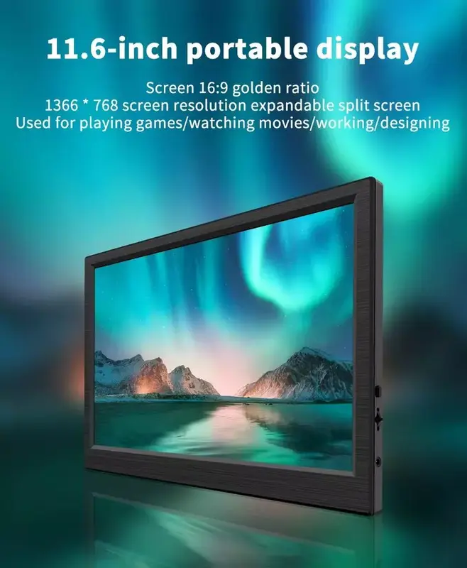 11.6" Portable Monitor Laptop Display Extender Screen Computer Travel HDMI Xbox 4