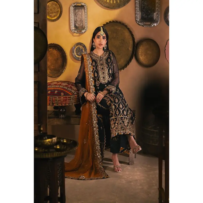 ASIM JOFA | CHAMKEELI | AJKK-15 EMBROIDERED CHIFFON 3 PCS 4