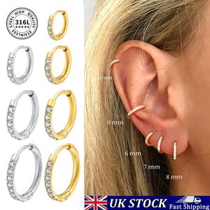 Women's Cute Small Elegant Rhinestone Decorated Hoop Earrings / Huggie for Party,Daily Clothing Decor,Spring Summer 2025,Fashion 316L Steel Earrings for Girls Casual Vintage Jewel,Trendy Exquisite Jewelry Birthday Teenage Girl Accessories Gifts