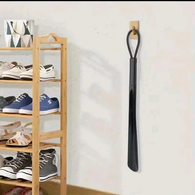 1pc Extra long flexible plastic shoe horns do not require bending durable shoe spoons for pregnant women wearing shoe assistants (Black) 3