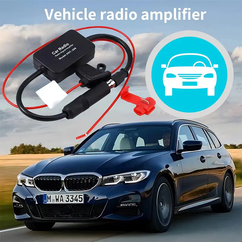 Car FM Signal Amplifier Car Radio Signal Booster Din Aerial Antenna 3