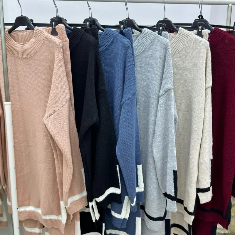 Women's Knit Co-ord with contrasting Stripe Design - Loose Fit 0