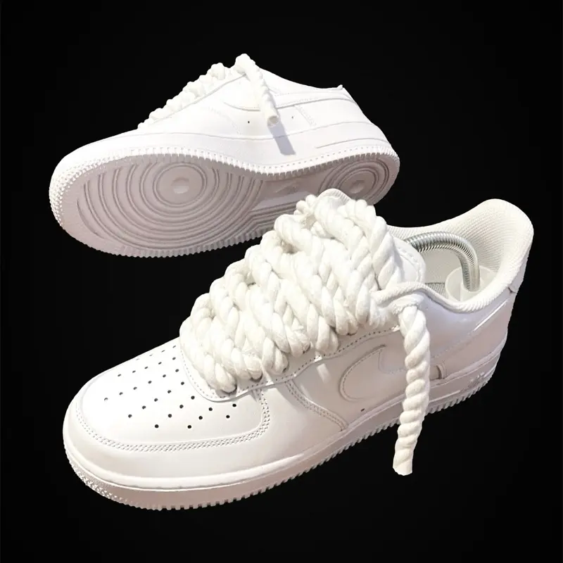 Rope Lace Force 1 Trainers - White/White