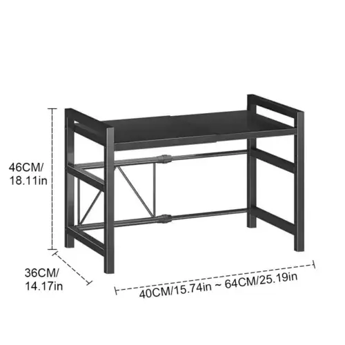 2 Tier Expandable Microwave oven Rack Stand Storage Holder Kitchen Corner Shelf 3