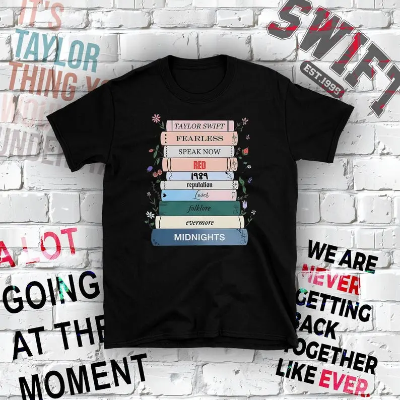 Taylor Swift Eras Album book stack Tour T-Shirt