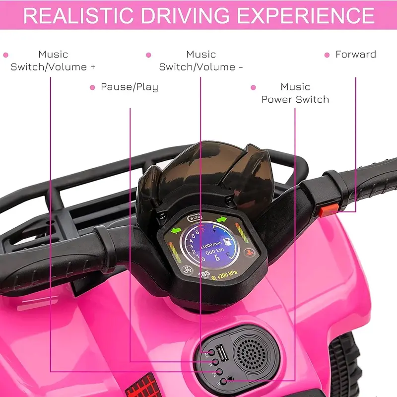 HOMCOM Kids Electric Ride on Car with Music, 6V Battery, for 18-36 Months, Pink or Red 5