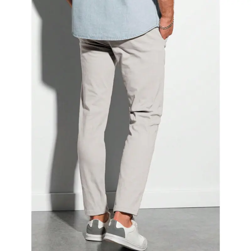 Manfinity Homme Men's Solid Color Slim Fit Casual Pants Fabric Menswear 1