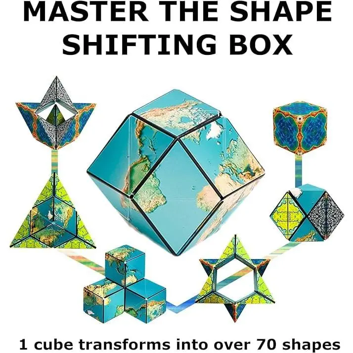 Brainy Kids Shape Shifting Box - Award-Winning, Patented Fidget Cube w/ 36 Rare Earth Magnets - Transforms Into Over 70 Shapes (Pack of 2) 1