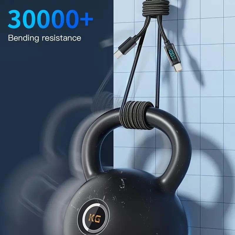 Heavy-duty USB Type C Charging Data Sync Cable Braided Durable Fast Mobile Smartphone Cellphone Phone Charger PD 100w 2 metre Long Lead Digital Display Smartphone Electronic phone cable Durable Protection 5