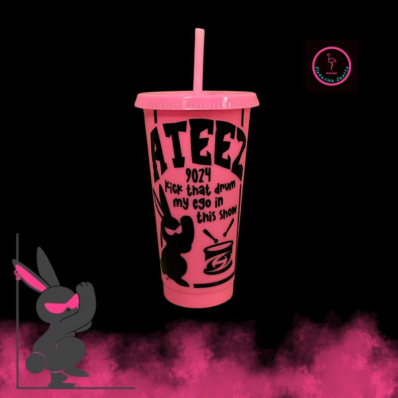 Ateez Crazy Form Inspired Cold Cup Bottle Drinkware Lid Straw Portable Tumbler Reusable Washable 0