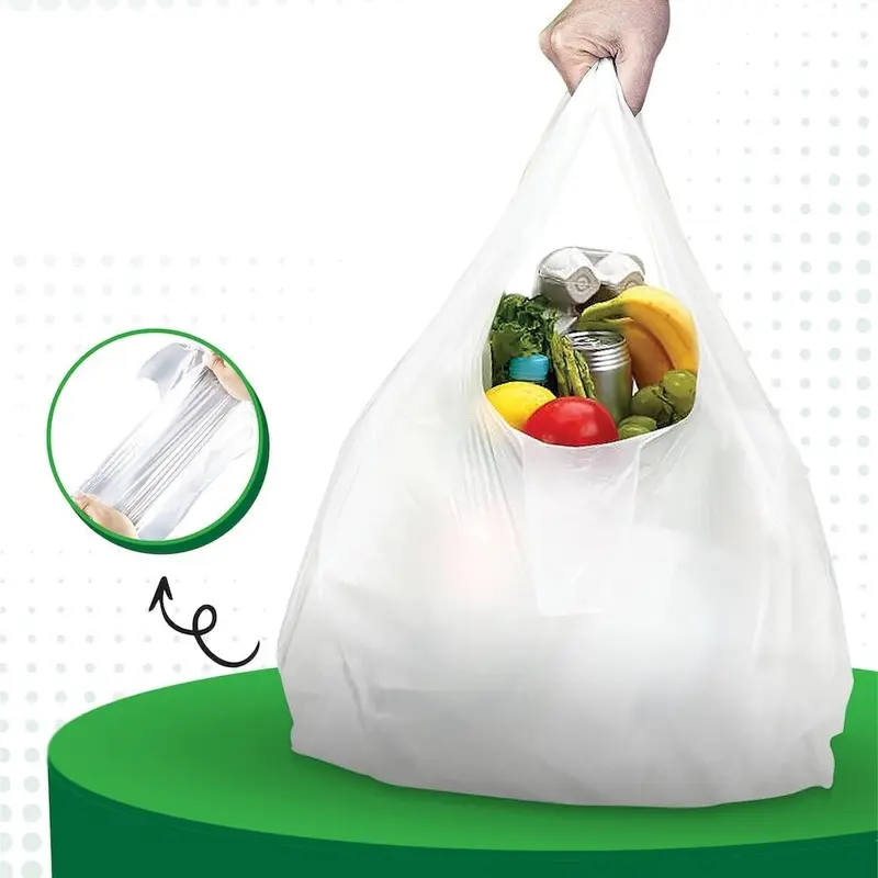 100 White Plastic Vest Style Carrier Bags *CHOOSE YOUR SIZE* | Plastic Carrier Bags With Handles | Plastic Bags for Shopping Groceries Gift Boutique Supermarket Market Stall 11 x 17 x 21 Inch 1