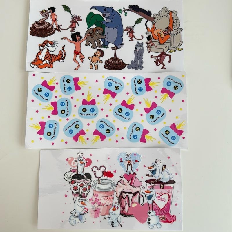 Character UV DTF transfer wrap for 16oz glasses, notebooks, mirrors etc 2