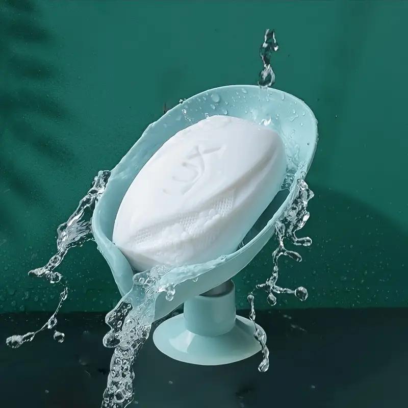 1pc Leaf Shaped Soap Holder, Shower Soap Holder, Bath Soap Box, Sponge Tray, Draining Soap Dish Plastic Accessory 5