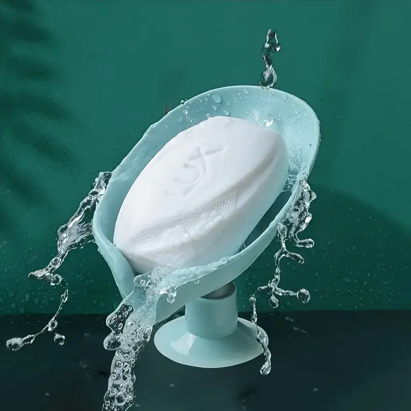 1pc Leaf Shaped Soap Holder, Shower Soap Holder, Bath Soap Box, Sponge Tray, Draining Soap Dish Plastic Accessory 4