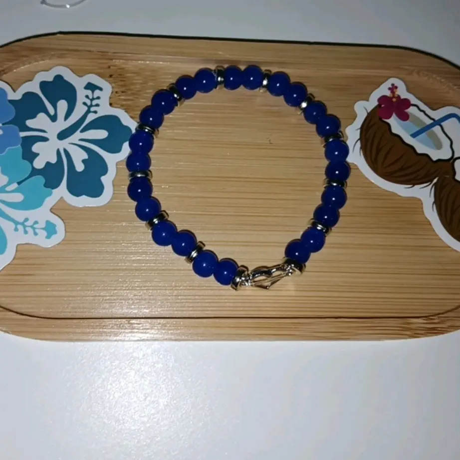 Handmade dark blue heart bracelet